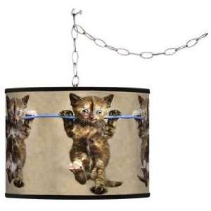 Cool Cat Giclee Swag Style Plug In Chandelier