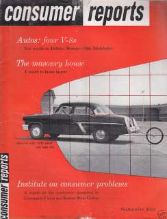 Consumer Reports, Sep 1952, DeSoto, Merc, Olds, Stude  