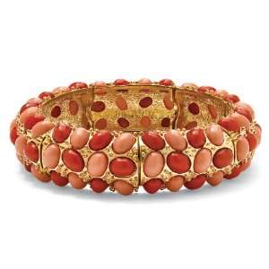   Jewelry 14k Gold Plated Simulated Coral Stretch Bracelet Jewelry