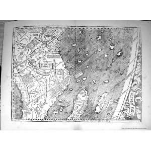  Waldseemuller German Antique Map C1903 India Thebet Wagner 