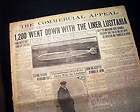 sinking of the rms lusitania torpedo sub attack 1915 newspaper