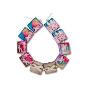  Breast Cancer Awareness Découpage Square Bead Strand 