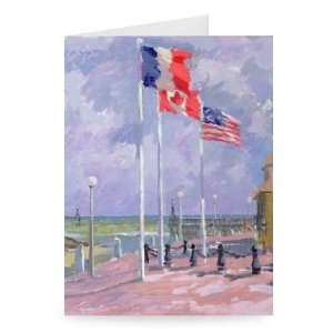  Flags at Courseulles, Normandy (oil on   Greeting Card 