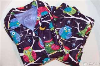 NICK AND NORA Purple Owl Girls Flannel Pajamas PJs  