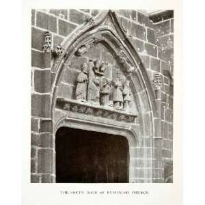 1906 Print France Door Rumengol Church Cathedral Arch Statue Nativity 