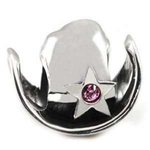   Sterling Silver Cubic Zirconia Cowgirl Hat Bead Charm: Ohm: Jewelry