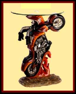 AMAZING SCULPTED MOTORCYCLE TABLE W/ GLASS TOP**NIB  