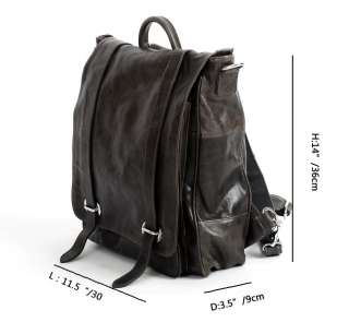    Genuine Cowhide Leather Messenger Backpack Bag Gray (MCAB10470G