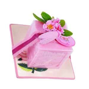  Rose Cube Soap 100 grs + Ceramic Soap Holder Beauty