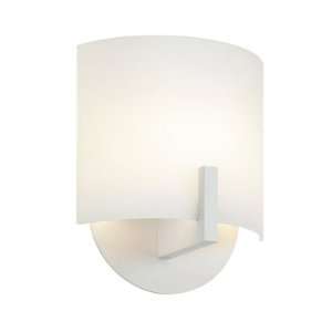 Scudo 7 One Light Wall Sconce with White Etched Glass Shade in Satin 
