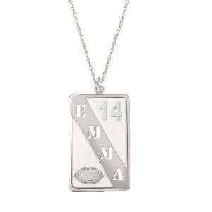  Personalized Football Dog Tag Pendant in 14K White Gold 