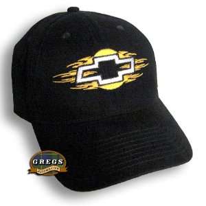  Chevy Flaming Bowtie Hat Cap Black (Apparel Clothing 