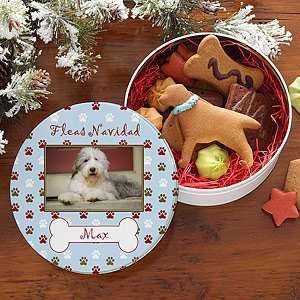  Pet Photo Personalized Dog Treats Tin   Fleas Navidad: Pet 