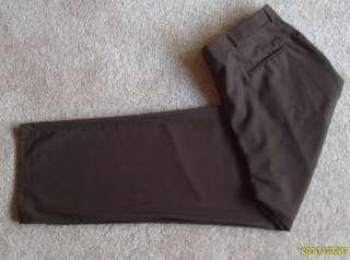   32 HAGGAR ENTERPRISE Dark Brown Flat Front Dress Pants Slacks  