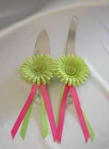   Bridal Daisy Cake Knife and Server Set Custom Made to your Colors