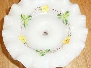 1930s Hand Painted Daffodils Glass Candy Dish Pedestal  