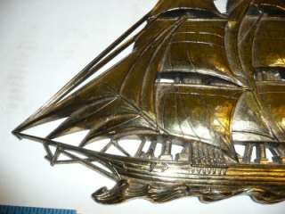 large sail boat plaque picture by syroco inc. 1970s Burwood plastic 