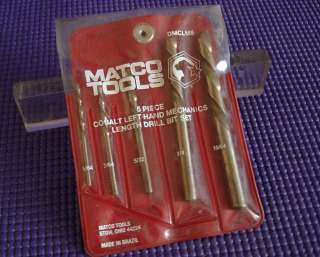 MATCO TOOLS 5 piece cobalt left hand drill bit set DMCLM5 easy out 