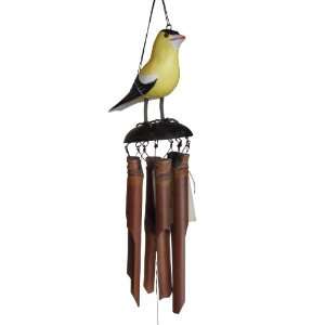   175AG American Goldfinch Bamboo Wind Chime Patio, Lawn & Garden