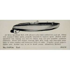   Speedboat Hull Orkin Motor Boat   Original Print Ad