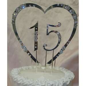 15th Anniversary Cake Topper   15th Birthday Crystal Cake 
