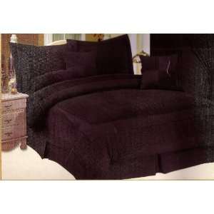   New Micro Suede Black Comforter Bed in a Bag with Decorative Pillows