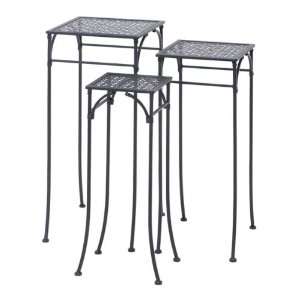    Set of Three Metal Square Plant Stands: Patio, Lawn & Garden