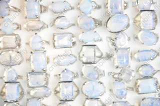 Wholesale bulk lots 50 clear natural stone silver Rings  