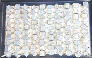 Wholesale bulk lots 50 clear natural stone silver Rings  