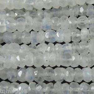 14 Faceted Moonstone rondelle beads gems 5 5.5mm #M2  