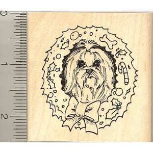  Maltese Dog Christmas Wreath Rubber Stamp Arts, Crafts & Sewing