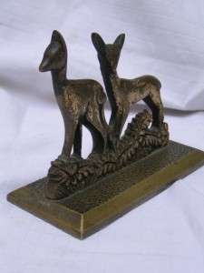 Deco Solid Bronze Hagenauer Era Two Deers Sculpture  