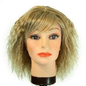   with tipped Pale Blonde relaxed waves / straight bangs synthetic wig