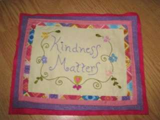 embroidered quilt squares blocks girls bonnets kindness  
