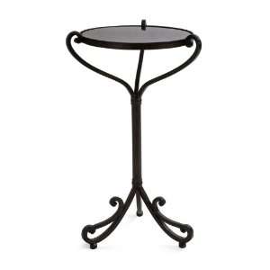  25 Dainty Three Legged Black Table with Round Marble Top 