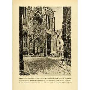 1925 Print Transept Rouen Normandy France Joseph Pennell Architecture 