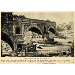  1927 Print Tiber River Ponte Rotto Bridge 1822 Roman 