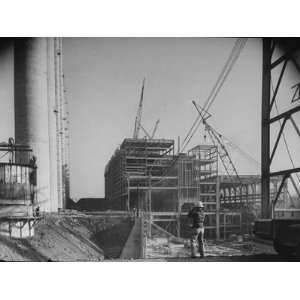 Workmen Building Coal Fueled Generating Plant, under Construction by 