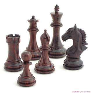 DERBY KNIGHTS CHESS SET, FINELY CARVED ROSEWOOD, K4  