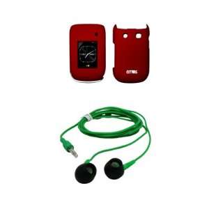  EMPIRE Red Rubberized Snap On Cover Case + Green 3.5mm 
