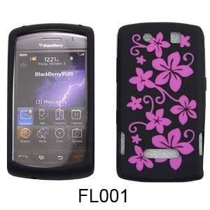 Blackberry Storm 9500/9530 Deluxe Silicon Skin, Purple Flower on Black 