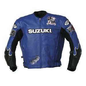  Joe Rocket Suzuki Vertical Mens Leather Motorcycle Jacket 