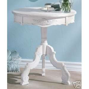   White Wood Rococo Accent Round Coffee Table, Furniture: Home & Kitchen