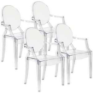  Set of 4 Zuo Anime Transparent Dining Chairs: Home 