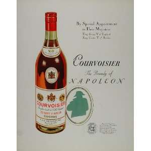  1934 Print Ad Courvoisier Cognac Brandy Bottle Napoleon 