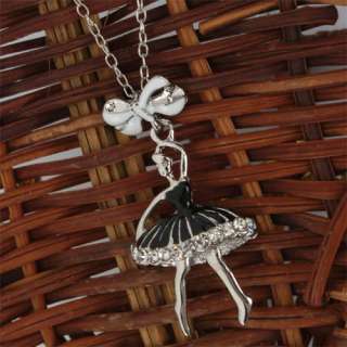   Lady Women Alloy Ballet Dancing Girl Pendant Chain Necklace 18.9