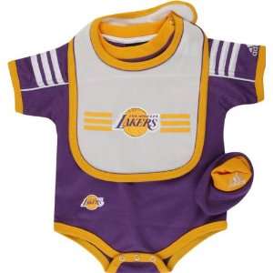  Los Angeles Lakers Newborn Creeper Bib and Bootie Set 