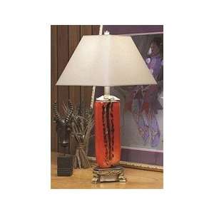 Lite Source 2 Light Red Art Glass Table Lamp With Night Light, White 