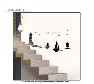 LIGHTHOUSE & SAILBOAT Black Wall Graphic Sticker Decal  