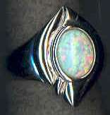 STERLING SILVER FIERY CREATED GILSON OPAL RING  